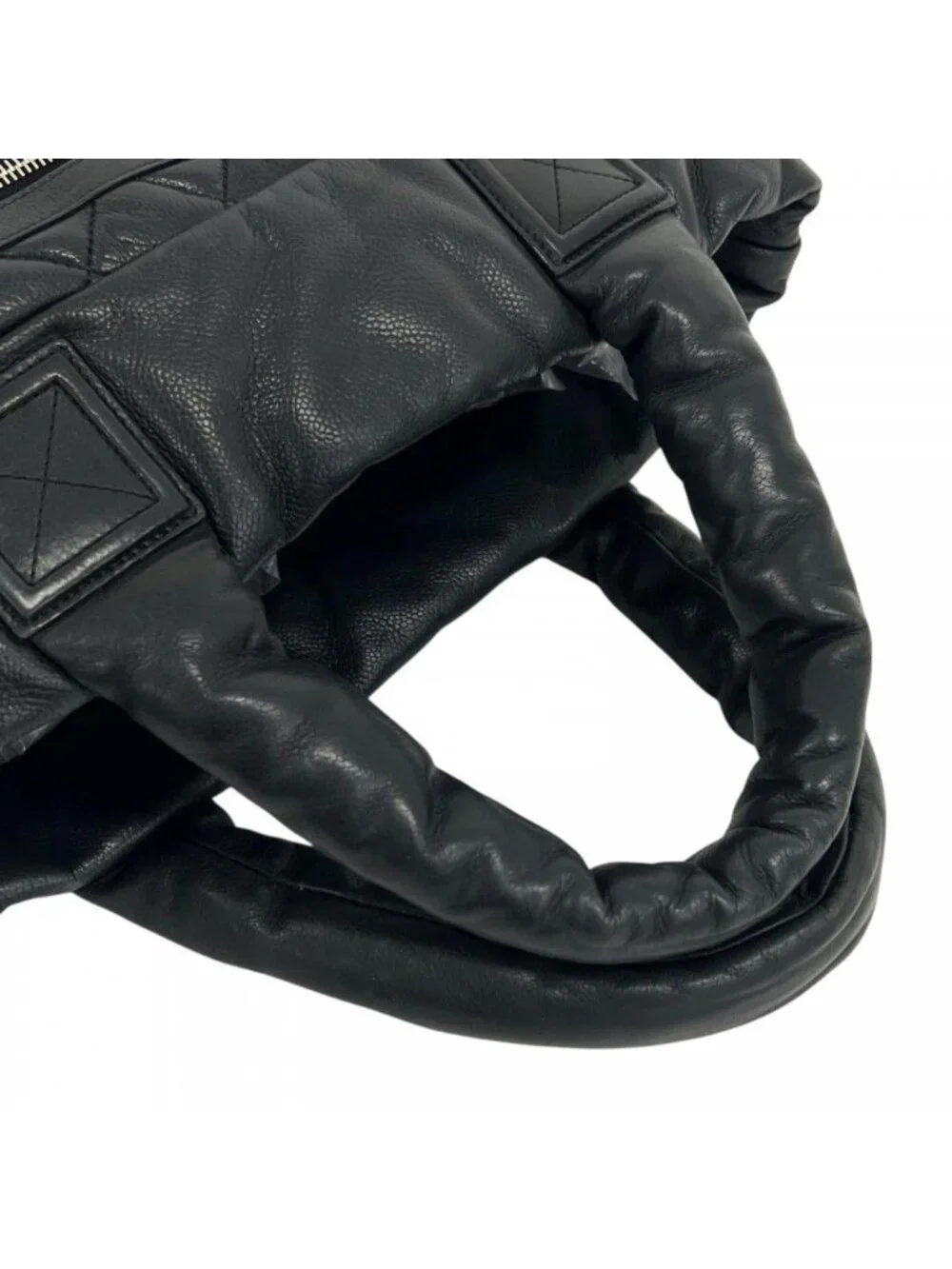 Chanel Handbag Coco Cocoon Leather Black Silver